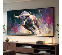 Cuadro al óleo sobre lienzo de un toro embistiendo, arte mural abstracto de animales, pósteres modernos de toros, lámina de vida silvestre sobre lienzo para decoración del hogar (45x80cm/sin marco)