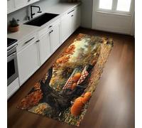 Cuadro Alfombra de Cocina 60 x 180 cm Banco con Paisaje otoñal en el Parque Antideslizante y Lavable, Camino Multiusos Resistente al Desgaste, Antimanchas, Ideal para Bajo Fregadero y Fogones