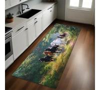 Cuadro Alfombra de Cocina 60 x 180 cm Manada de Animales del Bosque Antideslizante y Lavable, Camino Multiusos Resistente al Desgaste, Antimanchas, Ideal para Bajo Fregadero y Fogones