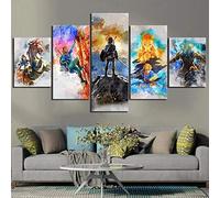 Cuadro Anime Manga Princesa Breath Wild Xxl Impresiones En Lienzo 5 Piezas Cuadro Moderno En Lienzo Decoración Para El Arte De La Pared Del Hogar 150×80 Cm Hd Impreso Mural (Enmarcado)
