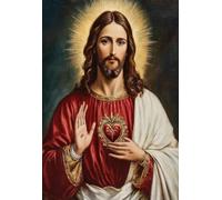 Cuadro Antiguo Cristiano Religioso De Jesús Y La Virgen María, Sagrado Corazón, Sobre Lienzo, Póster De Arte Católico Del Santo Niño Jesús, Decoración Cristiana Para El Hogar A12 30X40Cm Sin Marco