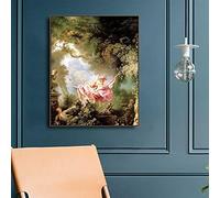 Cuadro artístico en lienzo 《El columpio》 Jean Honore Fragonard Obra de arte Imagen Póster Artístico Decoración de la pared Decoración moderna del hogar 20x30cm Sin marco