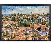 Cuadro Barrio del Albaicín Impresionista - Poster de Granada con Marco