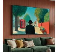 Cuadro callejero en lienzo, impresión artística clásica de David Hockney, arte mural de cabina telefónica roja, pósteres de paisajes, decoración de pared para el hogar (70 x 110 cm/marco interior)