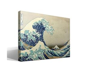 Cuadro Canvas La Gran Ola de Kanagawa de Katsushika Hokusai - Ancho: 95cm - Alto: 70cm - Bastidor: 3cm - Imagen alta resolución - Impresión sobre Lienzo de Algodón 100% - Fabricado en España