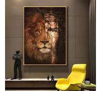 Cuadro clásico de Jesús, León de Judá, lienzo abstracto de animales, pósteres impresos, cuadros de pared nórdicos para decoración del hogar y la sala de estar (60x70cm/sin marco)