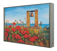 Cuadro con Marco de Madera Lacada en Blanco Iluminado con Leds Campo de Amapolas