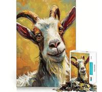 Cuadro con Retrato de Cabra Sonriente, 1000 Piezas, Rompecabezas para Adultos, Juguete para ejercitar la Mente, diversión compartida, Arte de Corte preciso 38x26cm