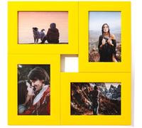 Cuadro Cuadrado Moderno de Resina para 4 Fotos de 6 Pulgadas, Marco Creativo Collage para Decoración de Salón, Dormitorio o Pasillo, Marco Robusto con Diseño Contemporáneo (D)