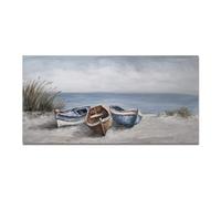 Cuadro de 3 barcos impreso en lienzo, póster nórdico abstracto de playa, imágenes de barcos para sala de estar, decoración de pared del hogar (85x165cm/sin marco)