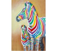Cuadro de Aceite Sobre Lona 60x90 cm Moderno Pintado A Mano Zebras