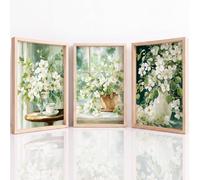 Cuadro de acuarela para pared, póster en lienzo para sala de estar, dormitorio, baño, decoración floral, naturaleza muerta, naturaleza fresca, 3 piezas/juego de imágenes artísticas sin marco (40 x 50