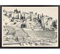 Cuadro de Alcazaba de Málaga estilo minimalista - Poster con Marco