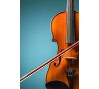 Cuadro de aluminio compuesto de 30 x 50 cm: la vista frontal del violín sobre azul (72881448)