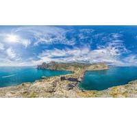 Cuadro de aluminio compuesto de 60 x 30 cm: hermoso paisaje marino, panorámica desde el cabo Kapchik hasta el sendero Galitsin y la bahía azul del Mar Negro.