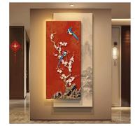 Cuadro De Arenisca Sin Marco De Doble Capa Para Colgar En La Pared, Decoración De Pared, Escultura De Pared 3D Con Luz Integrada, Cuadros Colgantes De Estilo Oriental(Red-A,70x140 cm/27.6x55.1 in)