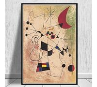 Cuadro de arte abstracto moderno de Joan Miró, lienzo, póster retro e impresión, arte de pared para sala de estar, decoración moderna del hogar (60 x 80 cm/sin marco)