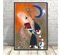 Cuadro de arte abstracto moderno de Joan Miró, lienzo, póster retro e impresión, imágenes artísticas de pared para sala de estar, decoración moderna del hogar (40 x 50 cm/sin marco)