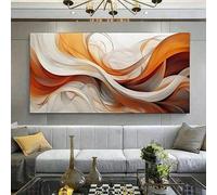 Cuadro de arte abstracto, pósteres de líneas naranjas, blancas y marrones, arte mural minimalista para dormitorio, oficina, cuadro moderno en lienzo (20x40cm/sin marco)
