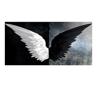 Cuadro de arte de alas de ángel blanco y negro abstracto sobre lienzo alas negras sala de estar pintura de pared y póster decoración del hogar 55x110cm (22x43in) Sin marco