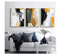 Cuadro de arte de pared Abstracto Negro Amarillo Blanco Póster Impresiones Lienzo Pinturas Moderna Sala de estar Decoración Decoración para el hogar 50x75cm (20x30in) x3 Sin marco