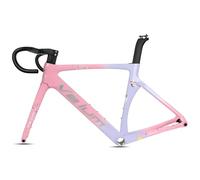 Cuadro De Bicicleta Carretera Carbono 700C 45/47/49/52/54 Cm Freno De Disco Eje Pasante 12 X 100 Mm/12 X 142 Mm Cuadro Carreras Breaking Wind Enrutamiento Interno Con Manillar(Pink Purple,54cm)