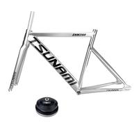Cuadro de bicicleta de carretera de aleación de aluminio 700C, cuadro de bicicleta de grava ligero con horquilla, tallas 52/55 cm, enrutamiento interno de cables, rosca de pedalier BB68(Gray,55cm)