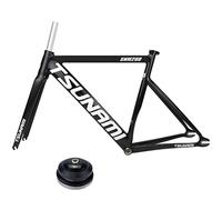 Cuadro de bicicleta de carretera de aleación de aluminio 700C, cuadro de bicicleta de grava ligero con horquilla, tallas 52/55 cm, enrutamiento interno de cables, rosca de pedalier BB68(Black,55cm)