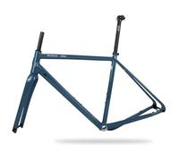 Cuadro De Bicicleta De Carretera Grava 700C 44 Cm/47 Cm/50 Cm/53 Cm/56 Cm Marco De Aleación De Aluminio Freno De Disco Eje Pasante 100 Mm/142 Mm Horquilla De Carbono(Grey Blue,50cm)