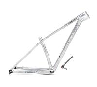 Cuadro de bicicleta de montaña de fibra de carbono de 27,5" y 29" para XC, de 15'', 17'' y 19'', con eje pasante, freno de disco de 12 x 142 mm y enrutamiento interno BB92 (color: plateado, tamañ