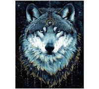 Cuadro de diamantes 5D grande cuadrado piedras lobo 40x50cm pintura para cristal arte de bricolaje pintura de diamantes adultos y niños punto de cruz diamante kit completo adhesivo salón oficina decor