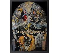 Cuadro de El Entierro del Conde de Orgaz del Greco - Poster de Arte Religioso con Marco de madera Negro - Arte mural del Renacimiento decoración Clásica Espiritual - Lámina enmarcada de Museo