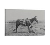 Cuadro de fotos históricas para pared con diseño de caballo Wrangler para sala de estar, dormitorio, baño, oficina, decoración del hogar, 40 x 60 cm