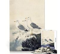 Cuadro de gaviotas en una Costa rocosa Rompecabezas de 1000 Piezas para Adolescentes Juguete para ejercitar la Mente Juego Relajante Corte Premium (50x75cm)