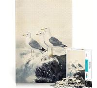 Cuadro de gaviotas en una Costa rocosa Rompecabezas de 1000 Piezas para Adolescentes Juguete para ejercitar la Mente Juego Relajante Corte Premium (50x75cm)