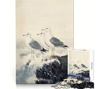 Cuadro de gaviotas en una Costa rocosa Rompecabezas de 1000 Piezas para Adultos Ideal para Mejorar la Memoria, aliviar el estrés y armar (38x26cm)