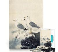 Cuadro de gaviotas en una Costa rocosa Rompecabezas de 1000 Piezas para Adultos Ideal para Mejorar la Memoria, aliviar el estrés y armar (38x26cm)