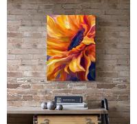 Cuadro de girasoles para pared: diseño floral abstracto vibrante, decoración minimalista estilo art déco para sala de estar, dormitorio y cocina (80x120cm/sin marco).