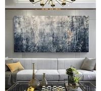 Cuadro de gran formato abstracto moderno con textura de hormigón sobre lienzo, ideal para la decoración de paredes de la sala de estar (35 x 70 cm/Marco interno)