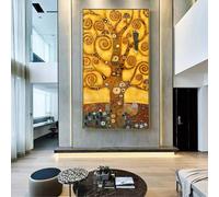 Cuadro de Gustav Klimt "El árbol de la vida" en lienzo Reproducciones de pinturas clásicas famosas Imagen de Gustav para sala de estar 70x125cm/28x49 pulgadas marco interior