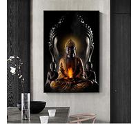 Cuadro de la escultura de la pintura de la lona con el cartel de la imagen de Buda Cuadro moderno del arte de la pared en la pintura decoración de la sala de estar 40x65cm (16x26in) Marco interior