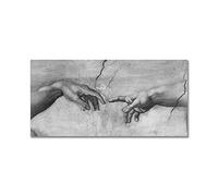 Cuadro de lienzo a mano por Michelangelo La creación de Adán Póster e impresión de pared para decoración de pared de habitación, 60 x 120 cm sin marco