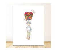 Cuadro de lienzo anatomía, regalo dentista, arte pared médica, impresión acuarela, decoración clínica, póster equipo Dental, dientes(3183-03,60x80cm No Frame)