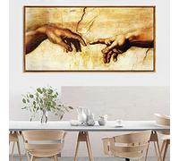 Cuadro de lienzo con diseño de la mano de Dios en blanco y negro sobre lienzo, arte de pared, enmarcado, para sala de estar, 42 x 82 cm, marco