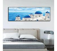 Cuadro de lienzo con vistas al mar Egeo de Santorini, Grecia nórdica, póster impreso para decoración del hogar, fondo para sala de estar, 70 x 210 cm, sin marco