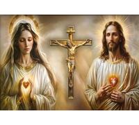 Cuadro De Lienzo Cristiano Vintage Religioso De Jesús Y La Virgen María Del Sagrado Corazón, Póster De Arte Católico Del Santo Niño Jesús, Decoración Cristiana Para El Hogar A6 40X50Cm Sin Marco