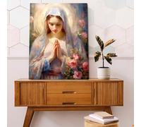 Cuadro de madre María cristiano Dios bendecida madre, pintura religiosa de madera para decoración del hogar y la iglesia, arte de pared de madre María e hijo Jesús, cuadro moderno para el hogar,