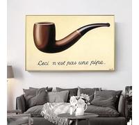 Cuadro de Magritte "Esto no es una pipa", lienzo para pared, ideal para sala de estar, dormitorio, decoración del hogar (70 x 100 cm, sin marco)