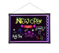 Cuadro de mensajes led 50 x 70 cm con 8 resaltadores 1 mando a distancia modo intermitente Diy pizarra de tiza led de pared para el hogar, la tienda, el bar y el restaurante (negro)