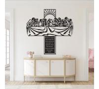 Cuadro de Metal Negro de la Última Cena de Jesús, Cruz Cristiana de Metal, decoración de Pared de Arte religioso, Escultura Moderna de la Última Cena de Jesús para Sala de Estar, Dormitorio,